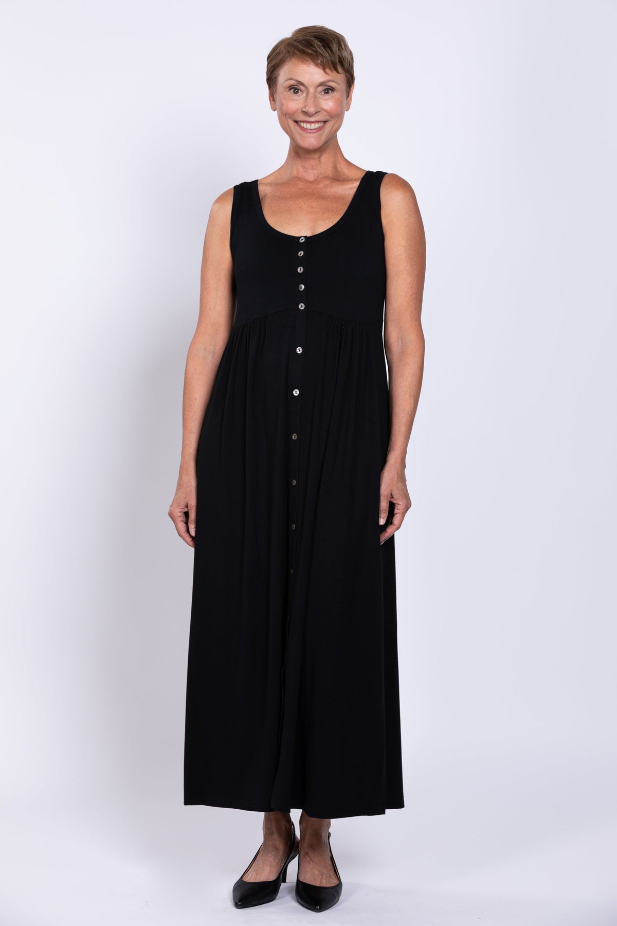 Liane Sleeveless Dress, Black, Bamboo - Final Sale