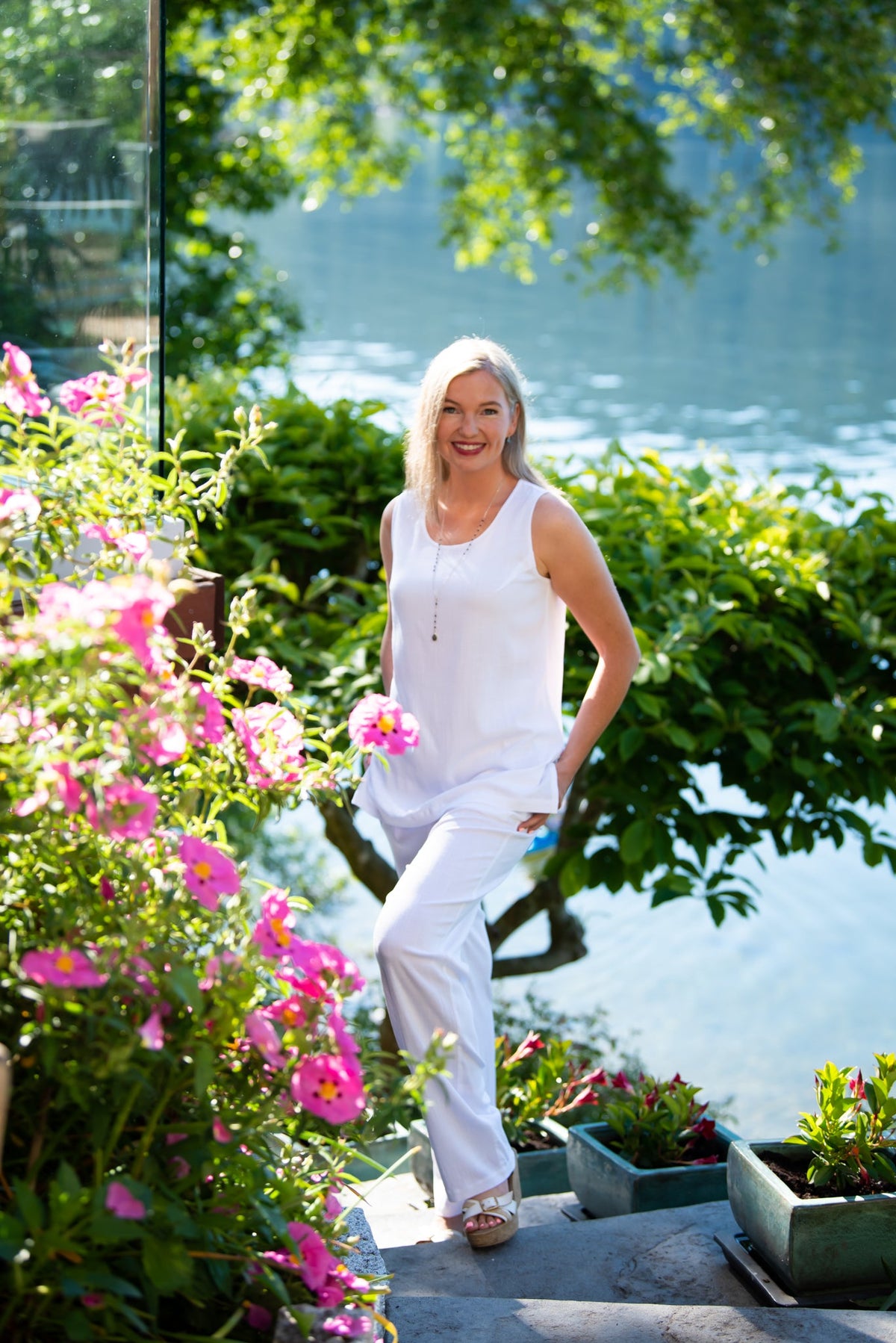 Landon Pant, White, Linen Bamboo - Final Sale