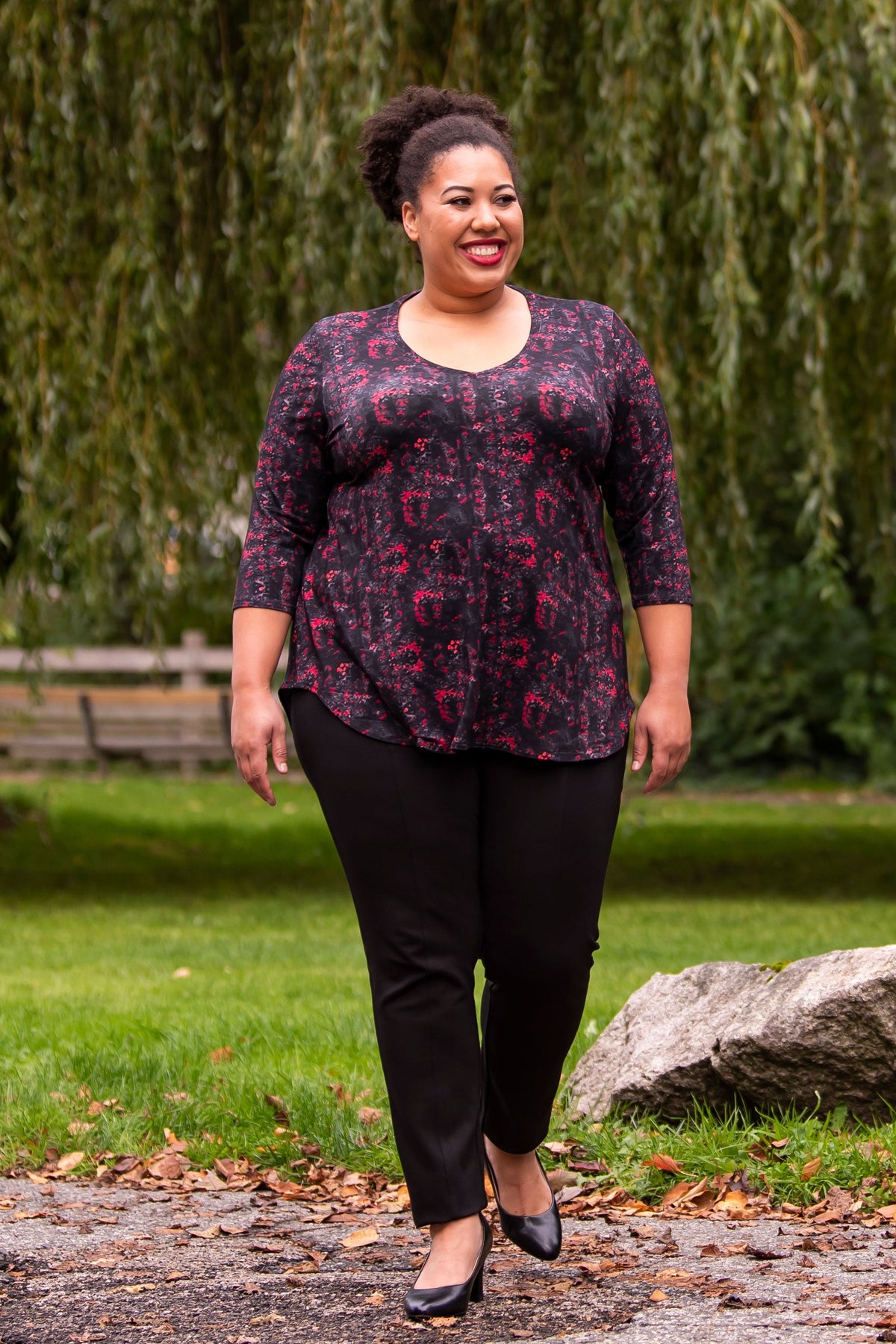 Jackie 3/4 Top, Cherry Jam, Bamboo - Final Sale