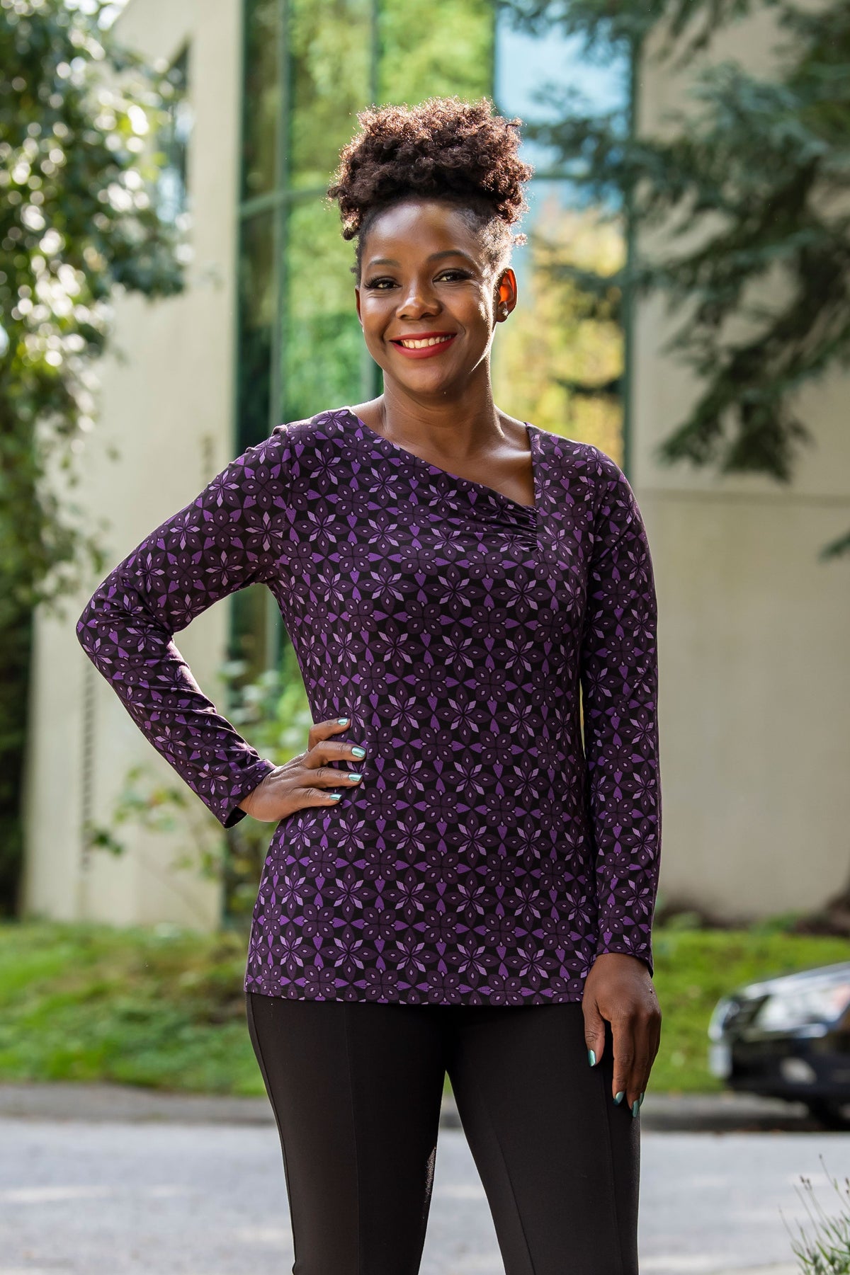 Ruth Top, Geo Flower, Bamboo - Final Sale