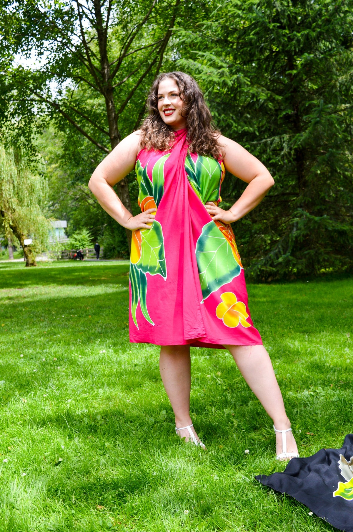 Hand Painted Sarong, Orange Hibiscus