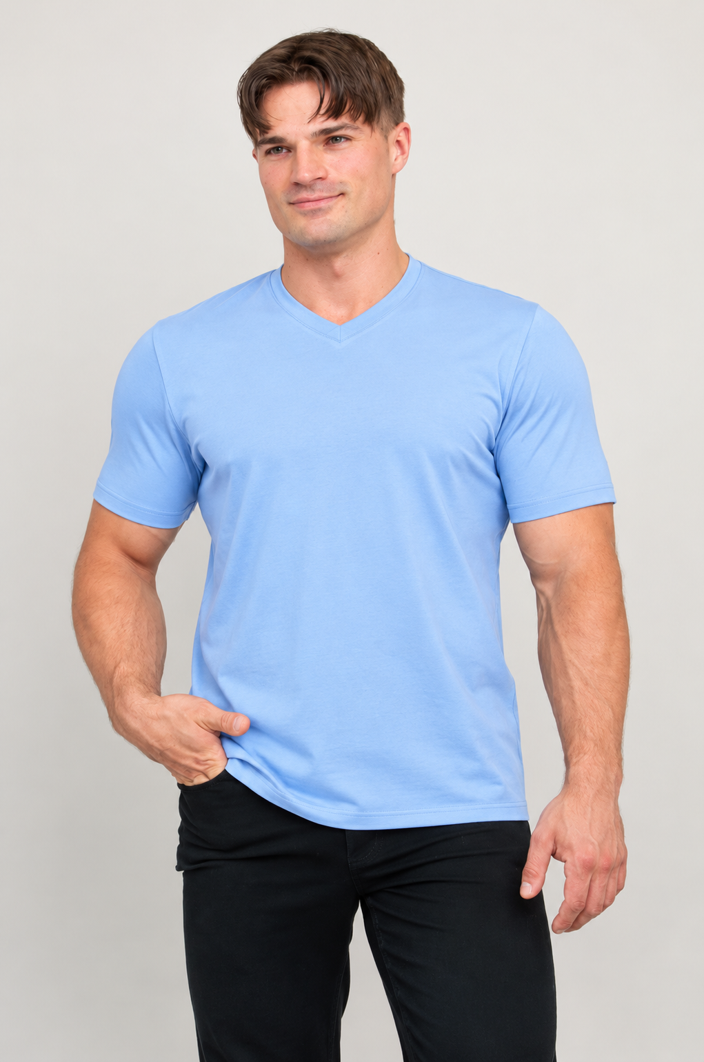 Adam Short Sleeve Shirt, Baby Blue, Bamboo