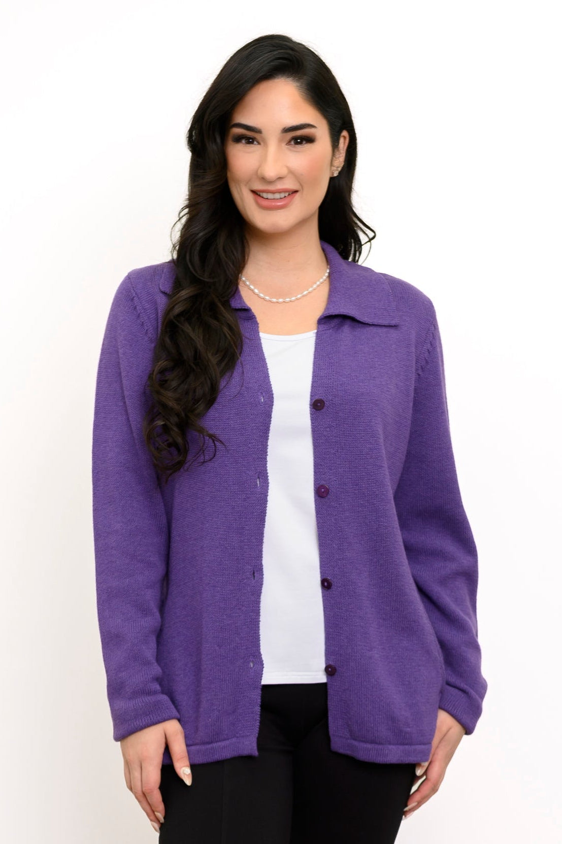 Lily Cardigan, Purple, Cotton