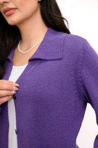 Lily Cardigan, Purple, Cotton