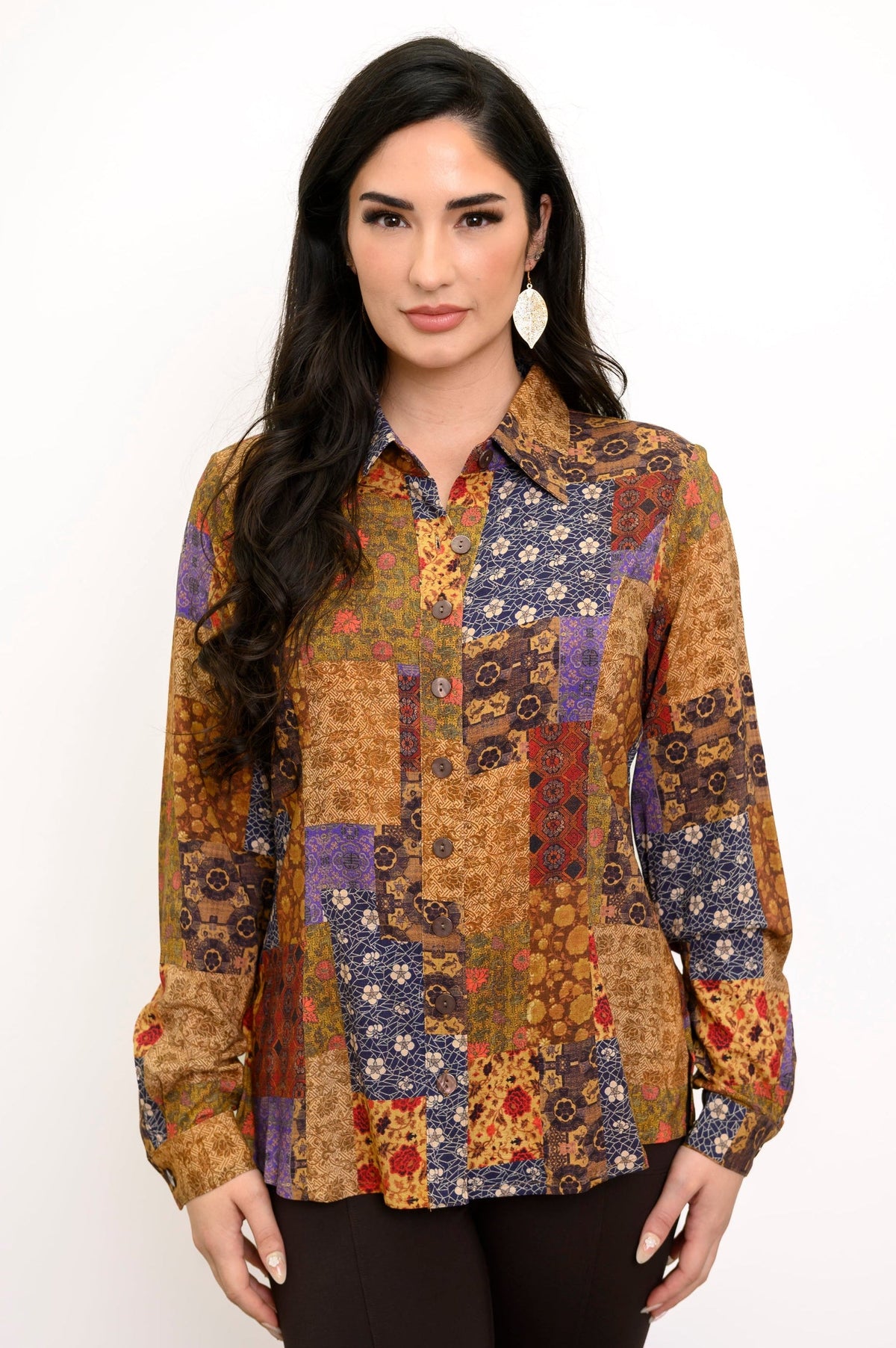 Linzy Blouse, Fall Picnic, Linen Bamboo