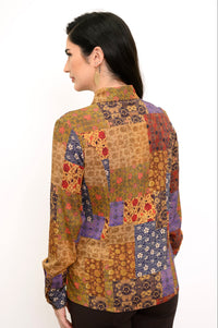 Linzy Blouse, Fall Picnic, Linen Bamboo