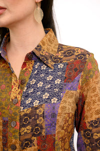 Linzy Blouse, Fall Picnic, Linen Bamboo