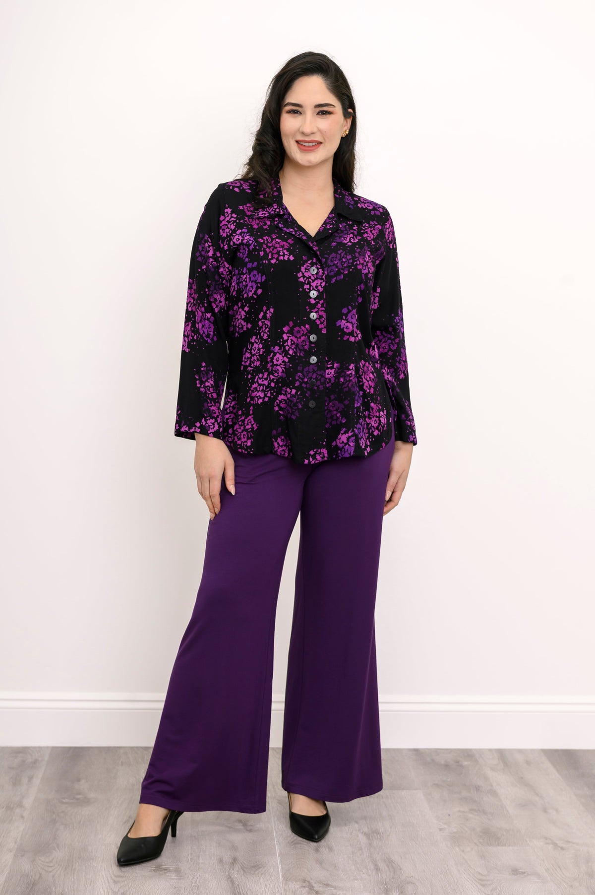 Linzy Blouse, Floral Purple