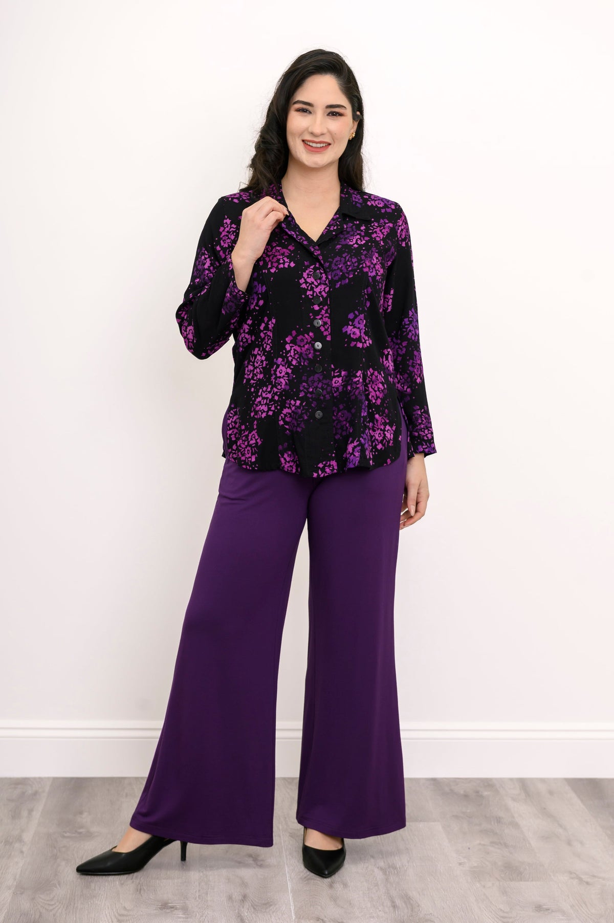 Linzy Blouse, Floral Purple