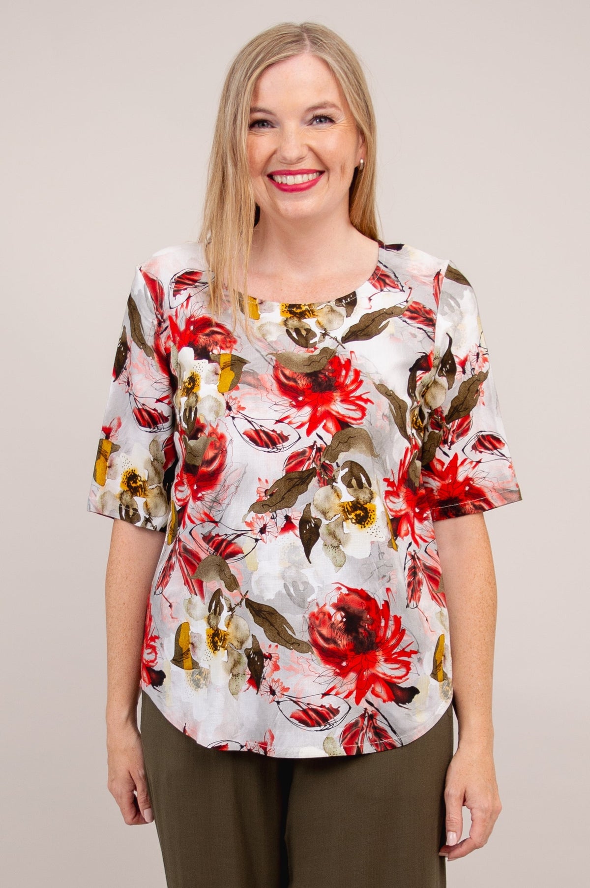 Liza Top, Floral Youth, Linen Bamboo - Final Sale