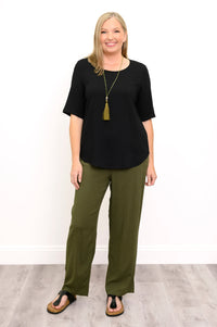 Liza Top, Black, Linen Bamboo