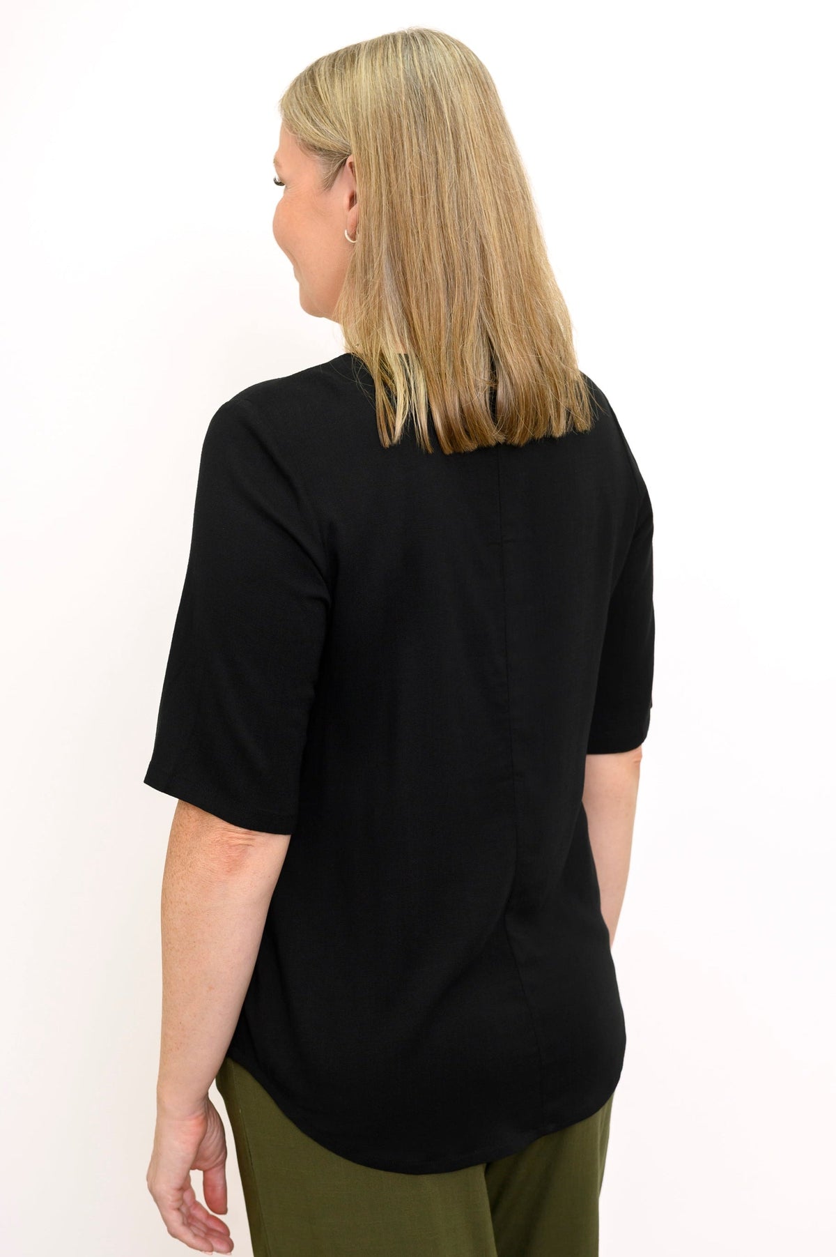 Liza Top, Black, Linen Bamboo