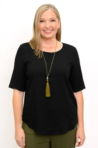 Liza Top, Black, Linen Bamboo