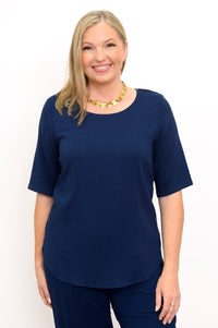 Liza Top, Indigo, Linen Bamboo