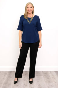 Liza Top, Indigo, Linen Bamboo