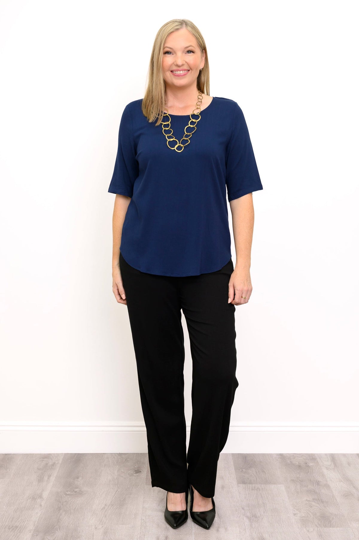 Liza Top, Indigo, Linen Bamboo