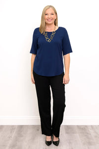 Liza Top, Indigo, Linen Bamboo