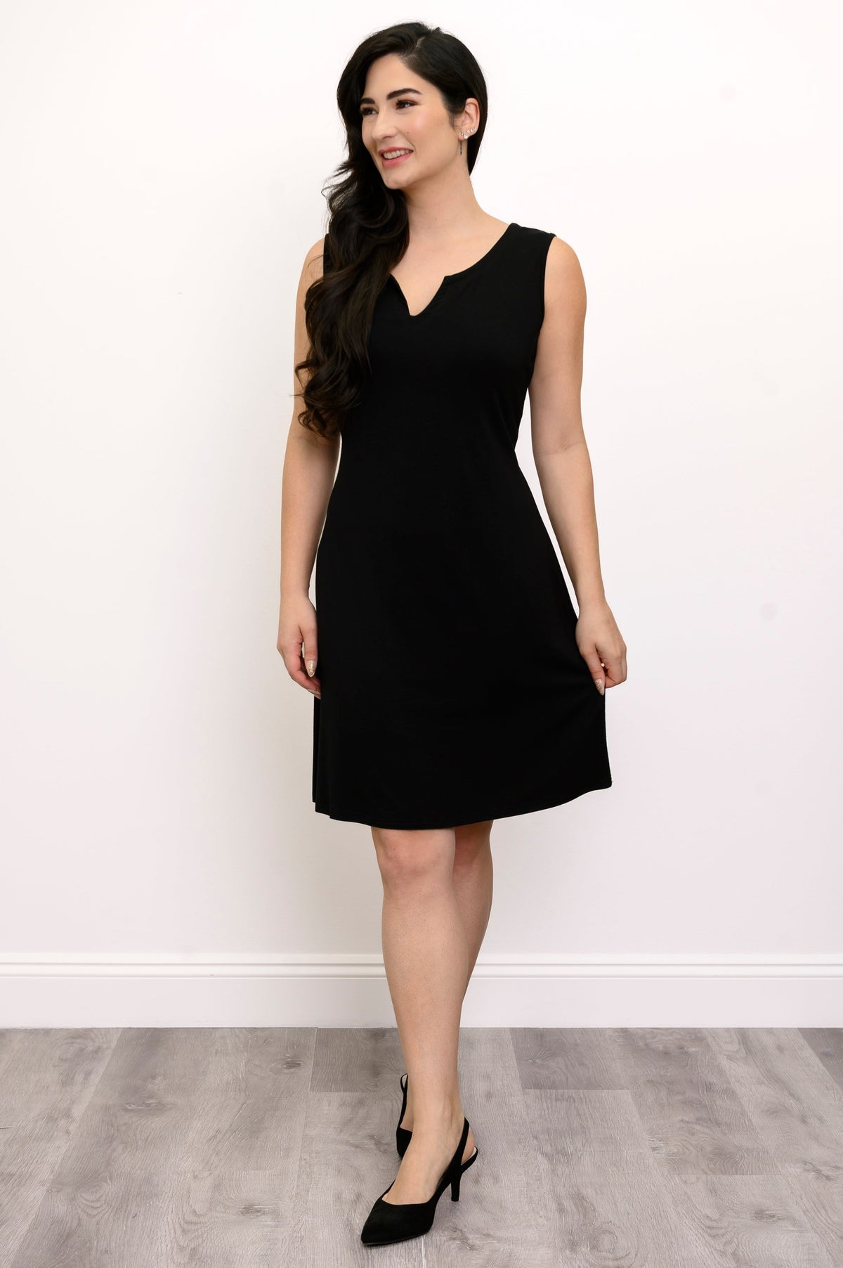 Maggie Sleeveless Dress, Black, Bamboo