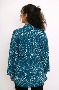 Mar Blouse, Big Teal Rose