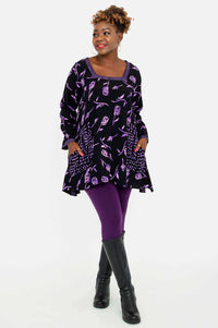 Maria Tunic in purple floral print paired with purple leggings