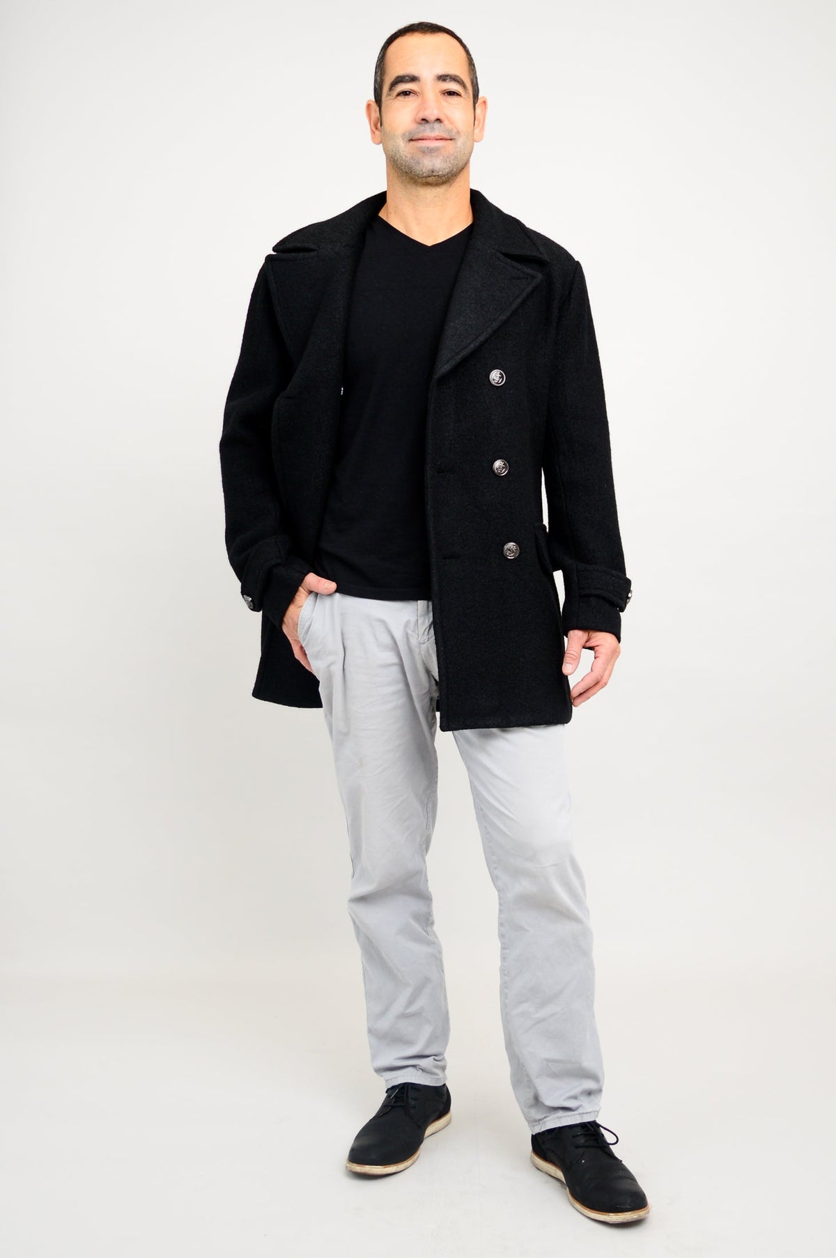 Mens Peacoat, Black