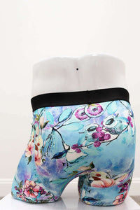 Men's bamboo boxer briefs, back angle showcasing floral pattern