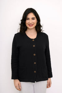 Meryl Jacket, Black, Cotton Gauze