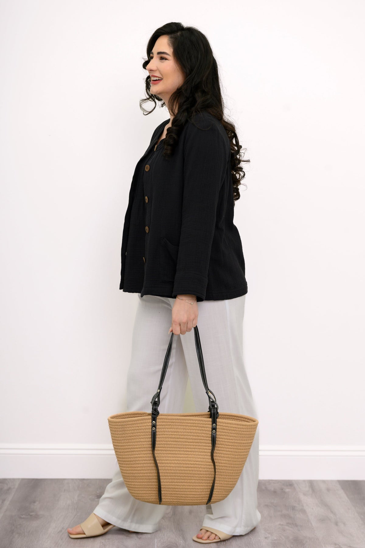 Meryl Jacket, Black, Cotton Gauze