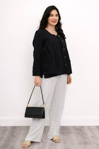 Meryl Jacket, Black, Cotton Gauze