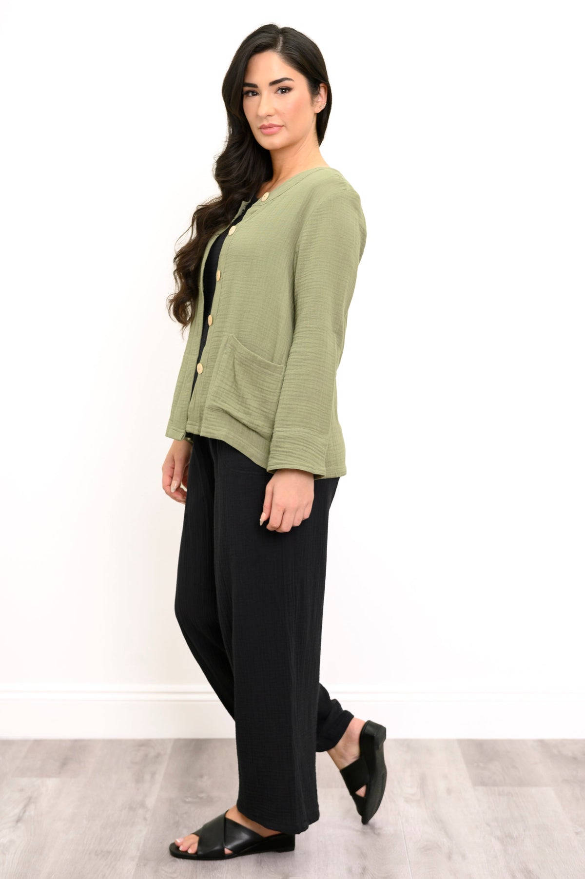 Meryl Jacket, Sage, Cotton Gauze