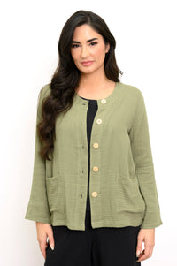 Meryl Jacket, Sage, Cotton Gauze