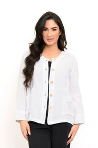 Meryl Jacket, White, Cotton Gauze