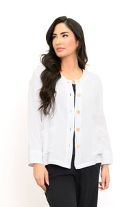 Meryl Jacket, White, Cotton Gauze