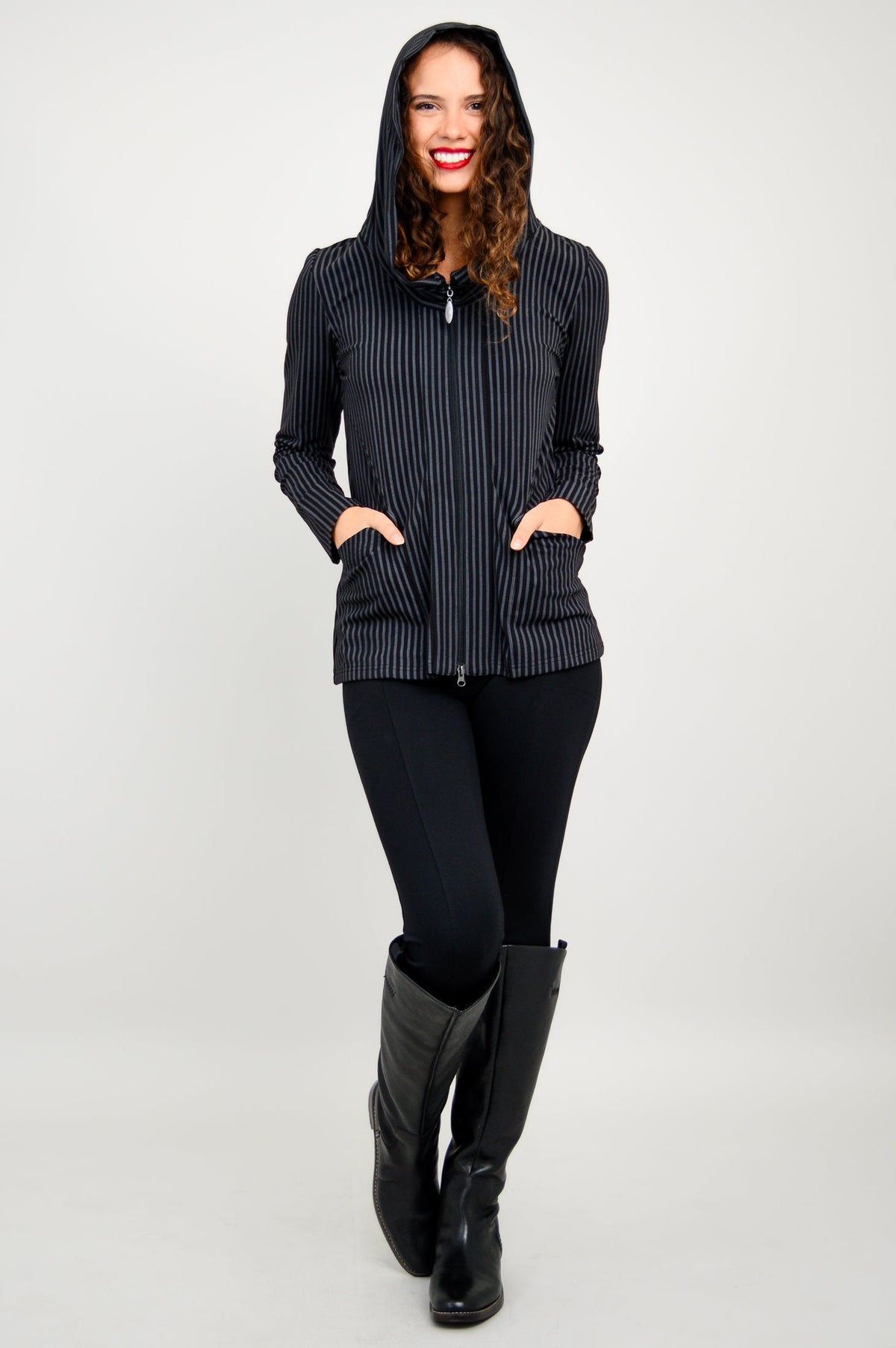 Seymour Jacket, Blk/Grey Stripe, Bamboo