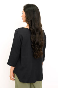 Minna Blouse, Black, Cotton Gauze