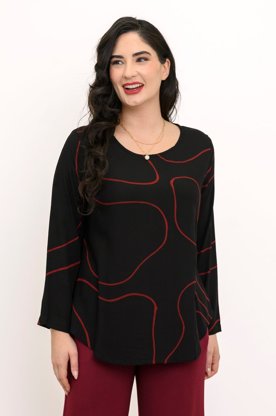 Minna Blouse, Burgundy Swirl