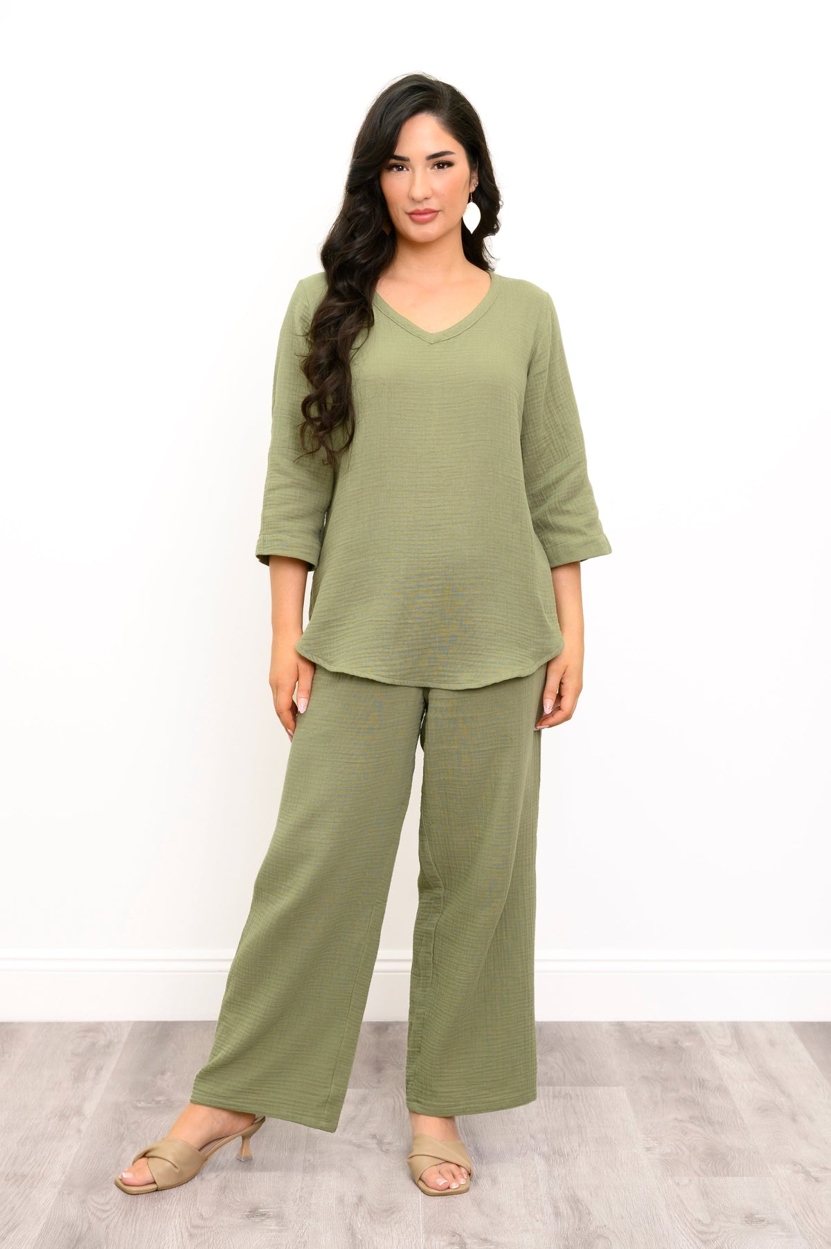 Minna Blouse, Sage, Cotton Gauze