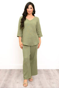Parker Pant, Sage, Cotton Gauze