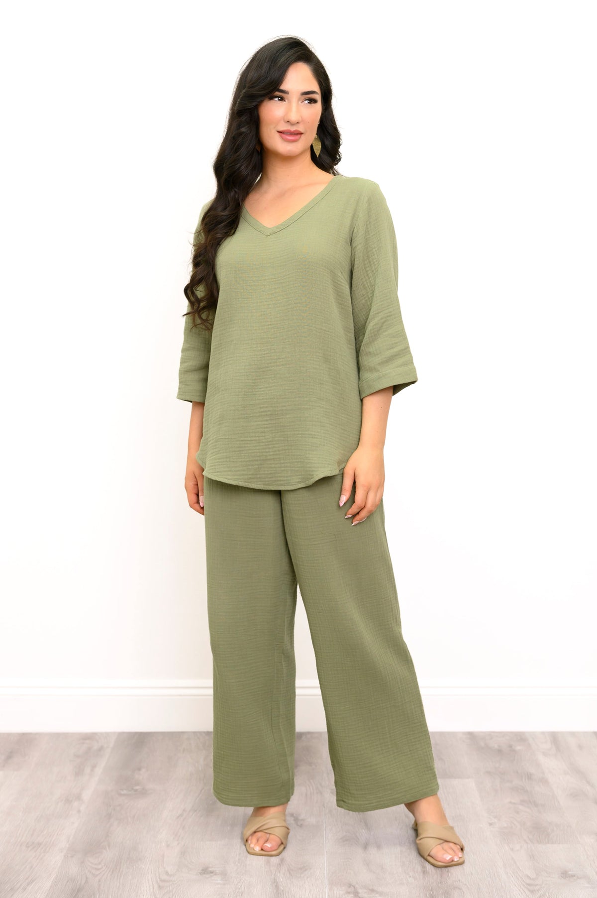 Minna Blouse, Sage, Cotton Gauze