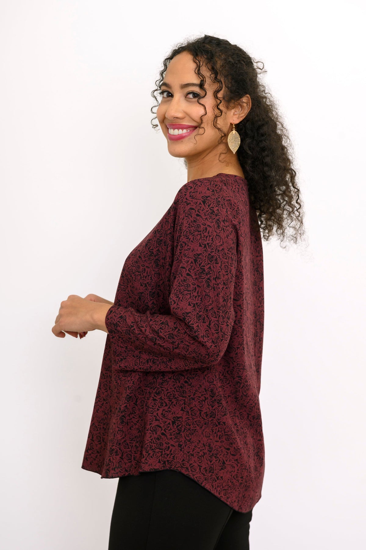 Minna Blouse, Small Rose Burgundy