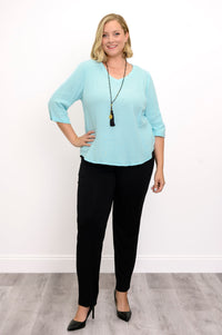 Minna Blouse, Turquoise, Cotton Gauze