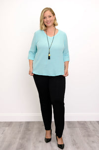Minna Blouse, Turquoise, Cotton Gauze