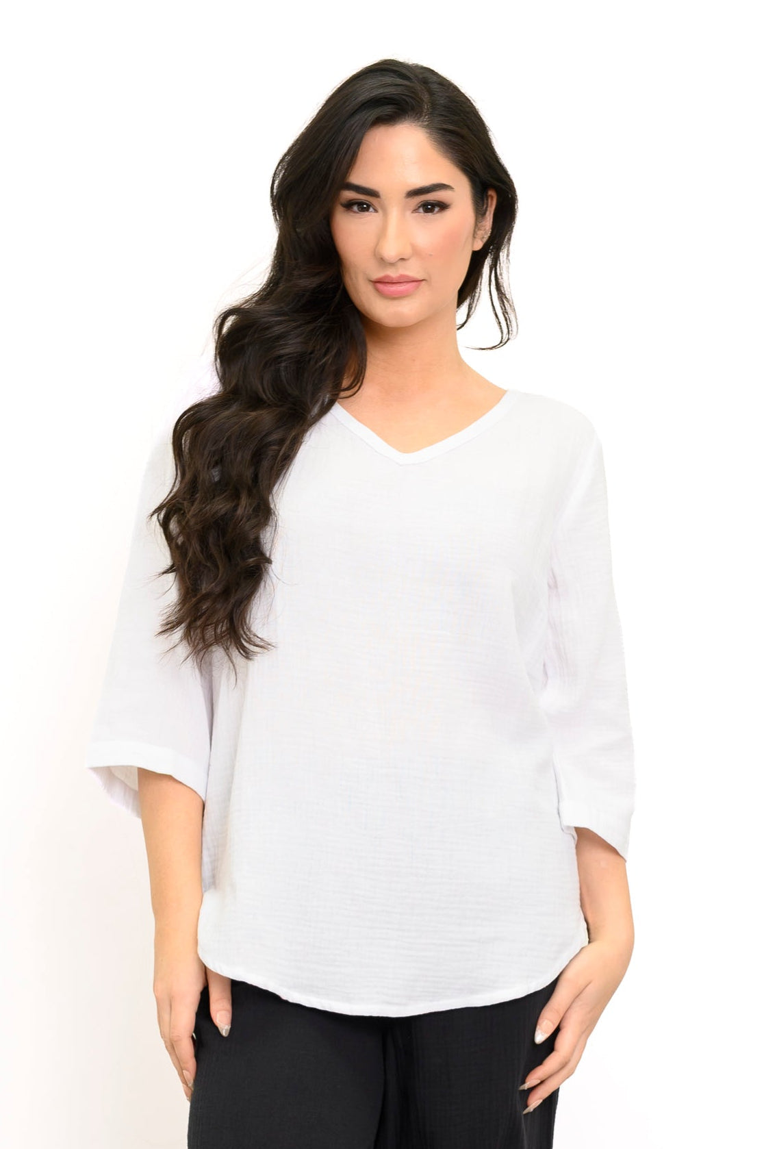 Minna Blouse, White, Cotton Gauze