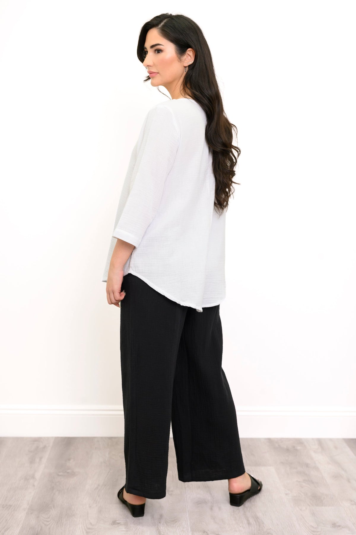 Minna Blouse, White, Cotton Gauze