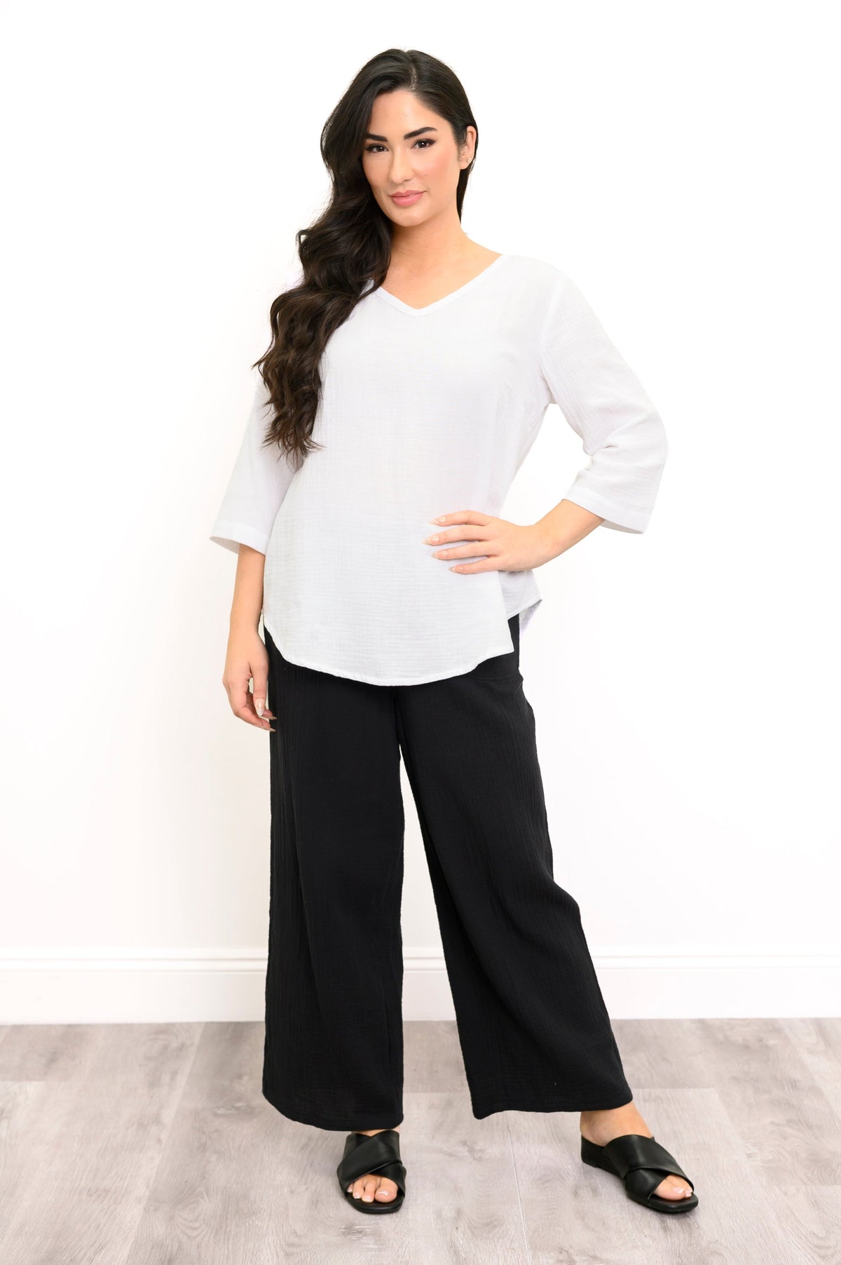 Minna Blouse, White, Cotton Gauze