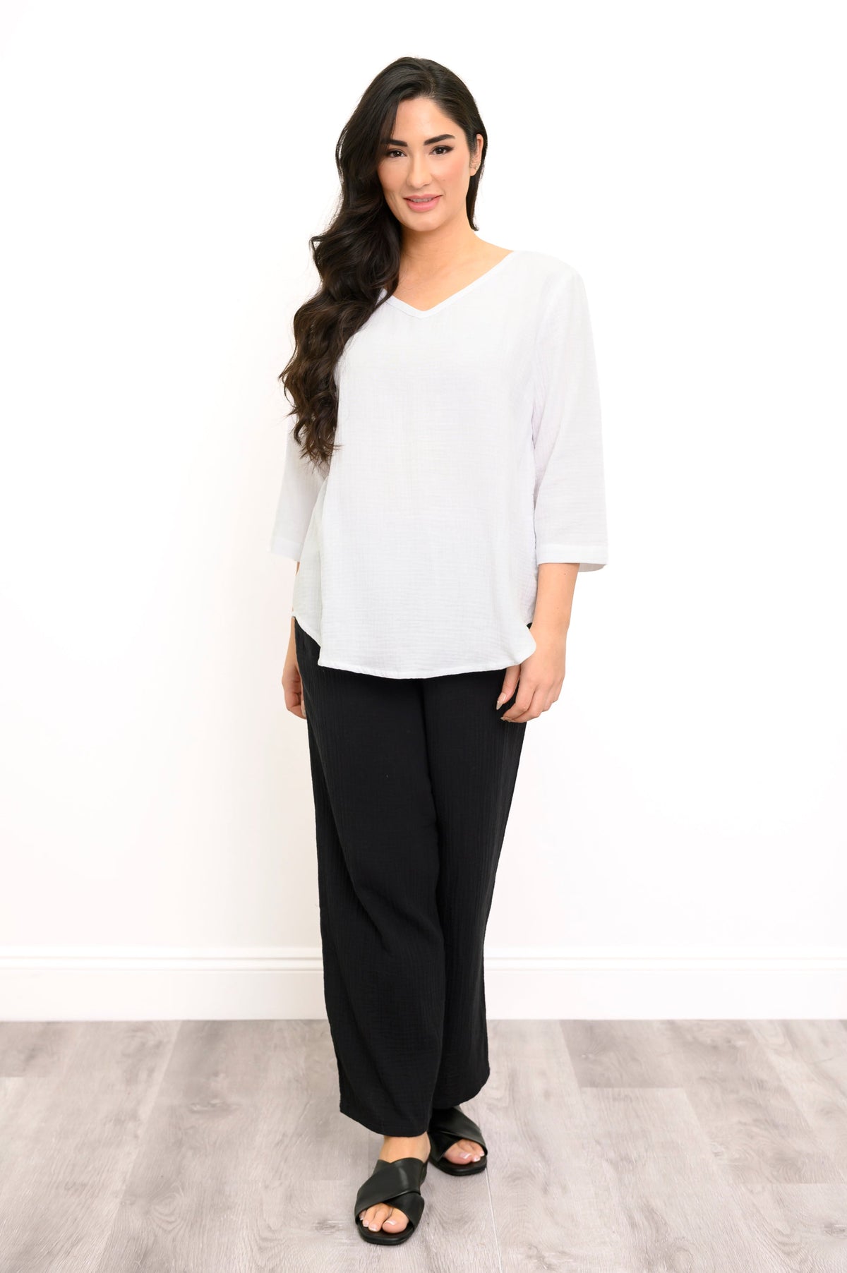 Minna Blouse, White, Cotton Gauze