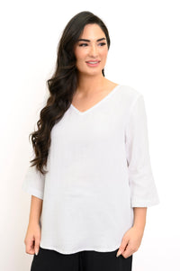 Minna Blouse, White, Cotton Gauze
