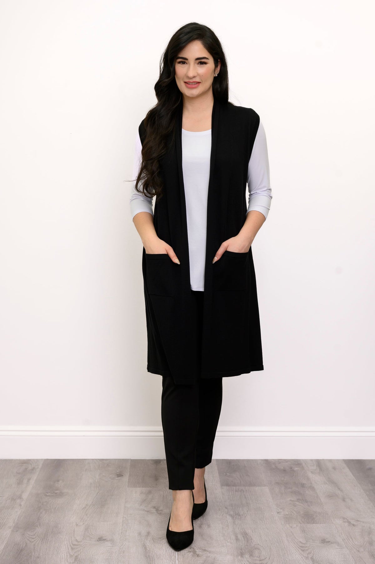 Miranda Vest, Black, Bamboo Cotton