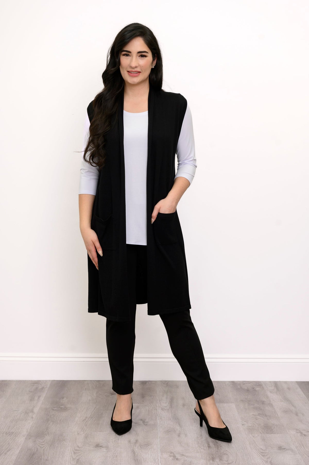 Miranda Vest, Black, Bamboo Cotton