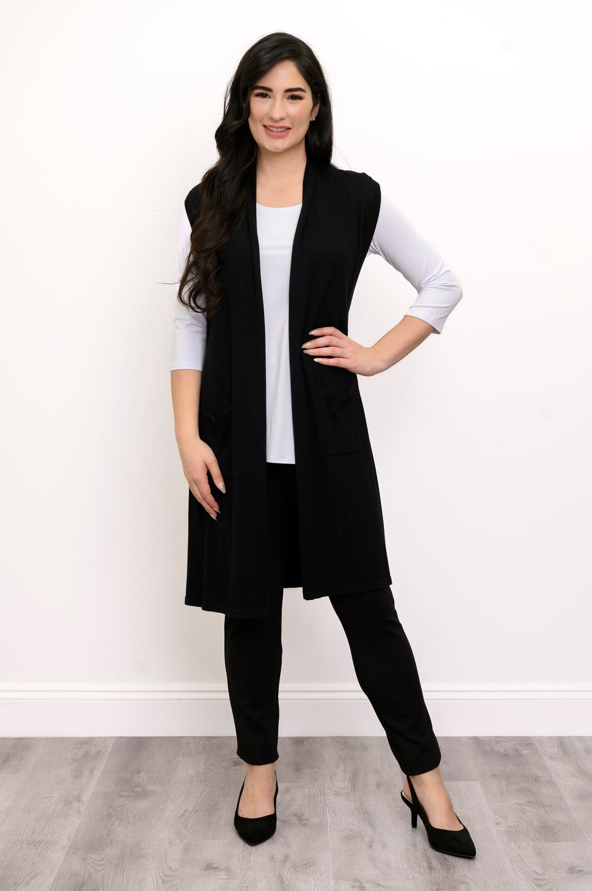 Miranda Vest, Black, Bamboo Cotton